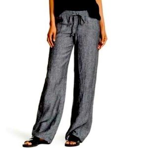 Allen Allen Gray Linen Drawstring Pants - Size Small - Like New